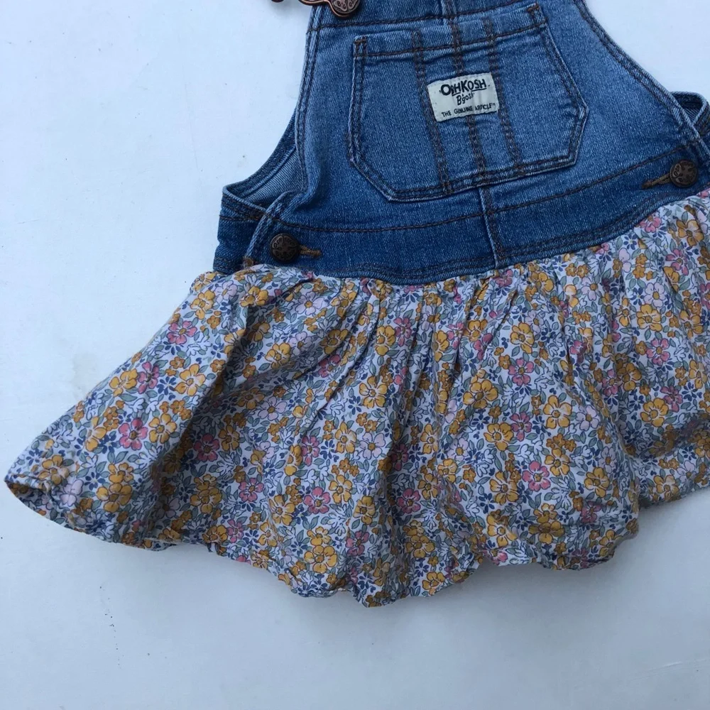 OshKosh B'Gosh Denim Floral Overall Dress 18M